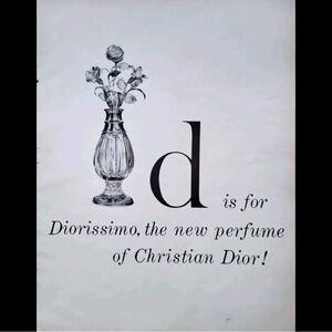 Original 1957 Christian Dior D Is for Diorissimo Vintage Luxury Press Advert